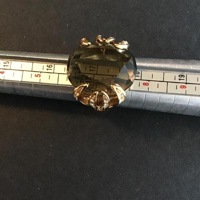 Sale Photo Thumbnail #89: Gorgeous Gold Tone Fashion ring with rhinestones please see attached photos