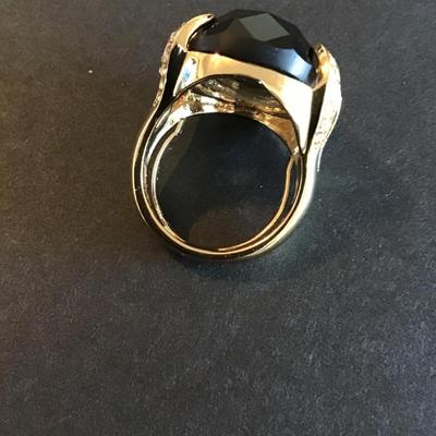 Sale Photo Thumbnail #92: Gorgeous Gold Tone Fashion ring with rhinestones please see attached photos