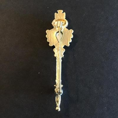 Sale Photo Thumbnail #98: Royal scepter gold tone with multi color rhinestones and faux pearls Please see attached photos