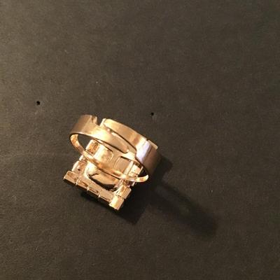 Sale Photo Thumbnail #193: Beautiful Gold Tone Fashion ring with red and clear rhinestones Please see attached photos