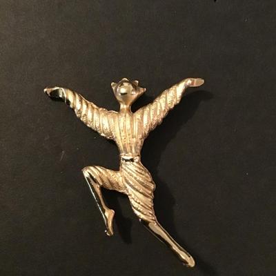 Sale Photo Thumbnail #200: Vintage Gold Tone ballet dancer brooch Please see attached photos
