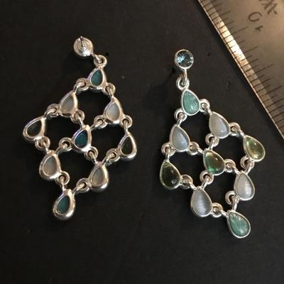 Beautiful statement, earrings, silver toned