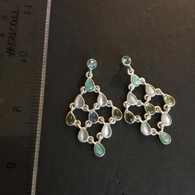 Beautiful statement, earrings, silver toned