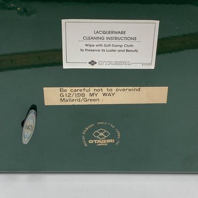 LOT 29: Vintage Otagiri Japan Gibson Mallard / Green Music Box, Collection of Pins (Avon / Irish Pins, King Bling Necklace, Cufflinks and...