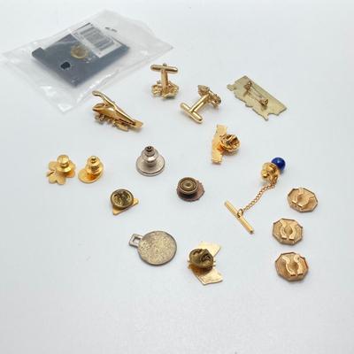 LOT 29: Vintage Otagiri Japan Gibson Mallard / Green Music Box, Collection of Pins (Avon / Irish Pins, King Bling Necklace, Cufflinks and...