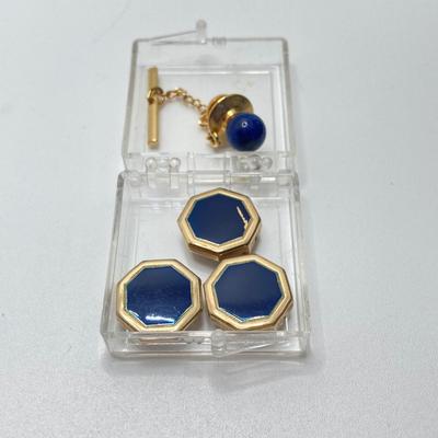 LOT 29: Vintage Otagiri Japan Gibson Mallard / Green Music Box, Collection of Pins (Avon / Irish Pins, King Bling Necklace, Cufflinks and...