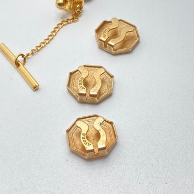 LOT 29: Vintage Otagiri Japan Gibson Mallard / Green Music Box, Collection of Pins (Avon / Irish Pins, King Bling Necklace, Cufflinks and...