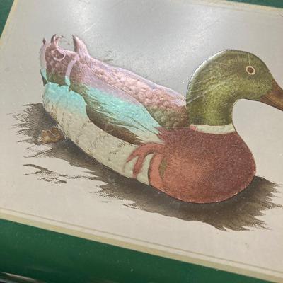 LOT 29: Vintage Otagiri Japan Gibson Mallard / Green Music Box, Collection of Pins (Avon / Irish Pins, King Bling Necklace, Cufflinks and...