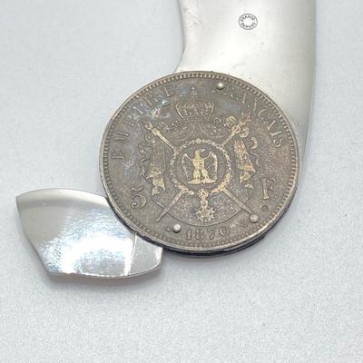 LOT 31: Napoleon III Empereur 1870 Empire Francais 5 F Coin Letter Opener Paper Knife