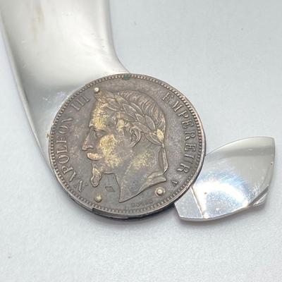 LOT 31: Napoleon III Empereur 1870 Empire Francais 5 F Coin Letter Opener Paper Knife