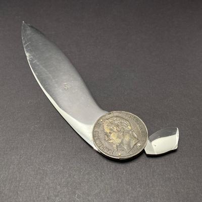 LOT 31: Napoleon III Empereur 1870 Empire Francais 5 F Coin Letter Opener Paper Knife