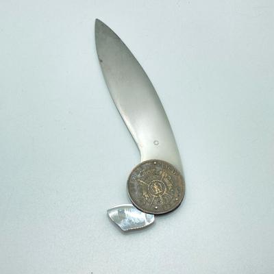 LOT 31: Napoleon III Empereur 1870 Empire Francais 5 F Coin Letter Opener Paper Knife