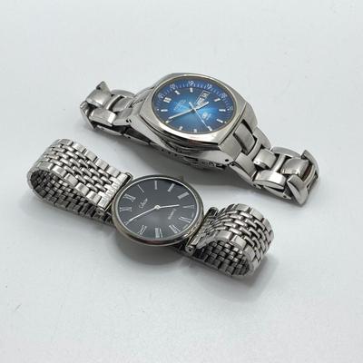 LOT 32: Watch Collection - Fossil 100 Meters Blue Calendar, Timex Water Resistant, Collezio Slim Quartz