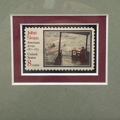 LOT 34: Vintage Collection - 1999 State Quarters, Framed John Sloan 8 Cent Stamp, Vernco Folding Letter Opener / Knife, 1 Cent Stamps,...