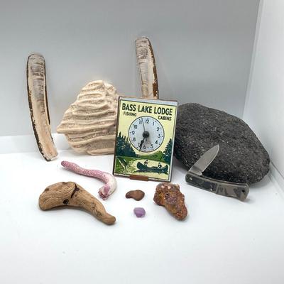 LOT 35: Vintage Adventure / Outdoor Collectibles - Rocks / Stones, Shells, Camping, Tools and More