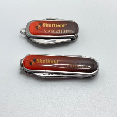 LOT 36: Vintage Victorinox Swiss Made Single Blade Folding Utility Knife, Pair of Sheffield Folding Knives, Columbia Folding Utility Tool...