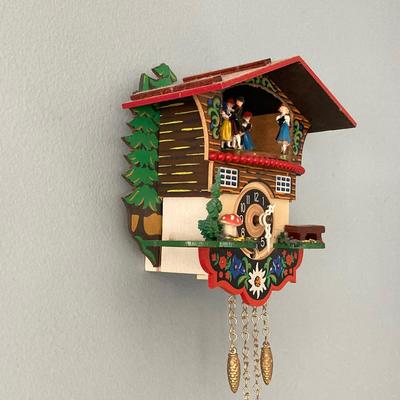 LOT 41: Vintage Small Wooden Chalet Wall Clock