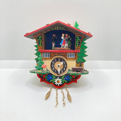 LOT 41: Vintage Small Wooden Chalet Wall Clock