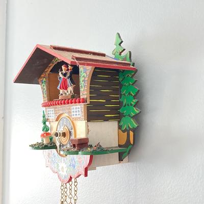 LOT 41: Vintage Small Wooden Chalet Wall Clock