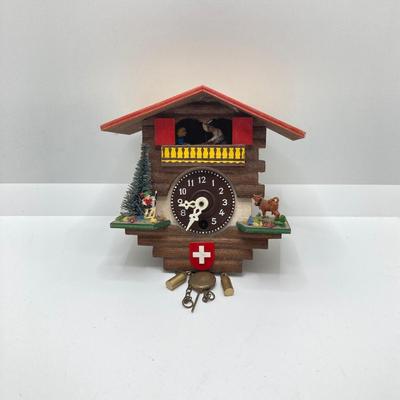 LOT 43: Vintage Swiss Chalet Miniature Wall Clock
