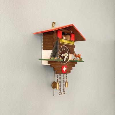 LOT 43: Vintage Swiss Chalet Miniature Wall Clock