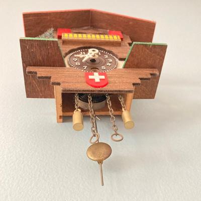 LOT 43: Vintage Swiss Chalet Miniature Wall Clock