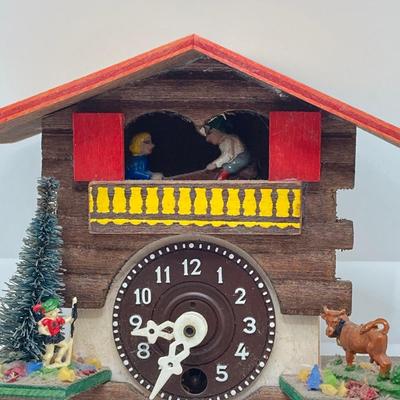 LOT 43: Vintage Swiss Chalet Miniature Wall Clock