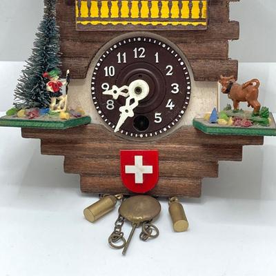 LOT 43: Vintage Swiss Chalet Miniature Wall Clock