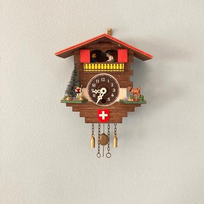 LOT 43: Vintage Swiss Chalet Miniature Wall Clock