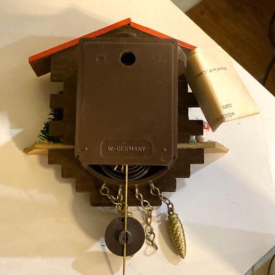 LOT 44: Vintage W Germany Bluebird Miniature Chalet Wall Clock with Instructions