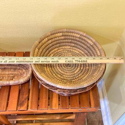 LOT 46: Wood Patiojoy Costway Bench with Baskets and White Better Homes and Gardens Planter