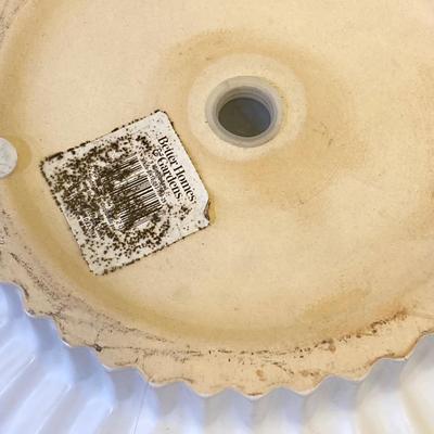 LOT 46: Wood Patiojoy Costway Bench with Baskets and White Better Homes and Gardens Planter