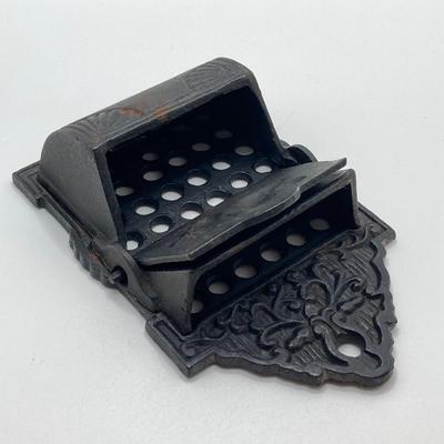 LOT 47: Vintage Cast Iron Hanging Match Holder, Gargoyle / Devil Face Bottle Opener and Glass Jars (Ball / Kerr) filled with Matchbooks