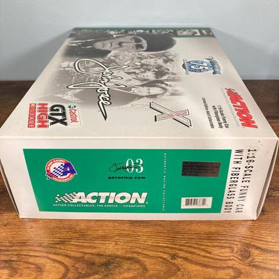 LOT 50: Action Collectibles 1:16 Scale John Force Castrol GTX Funny Car with Fiberglass Body (High Mileage Three Stooges 75th Anniversary
