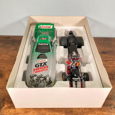 LOT 50: Action Collectibles 1:16 Scale John Force Castrol GTX Funny Car with Fiberglass Body (High Mileage Three Stooges 75th Anniversary