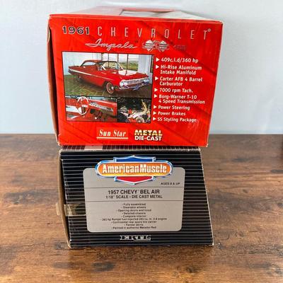 LOT 51: Diecast Cars in Original Boxes - Ertl American Muscle 1957 Chevy Bel Air and Sun Star 1961 Chevrolet Impala