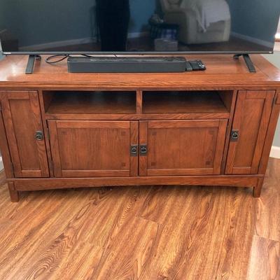 LOT 58: 60 Inch Wood TV Stand / Entertainment Cabinet with Storage