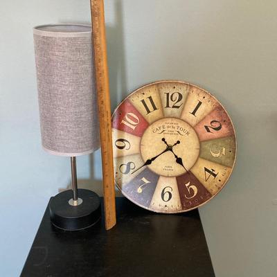 LOT 60: Sweet Home Decor Collection - Wall Mirror, Lamp, Cafe de la Tour Paris France Wall Clock and Accent Table