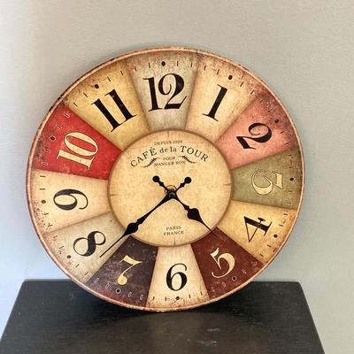 LOT 60: Sweet Home Decor Collection - Wall Mirror, Lamp, Cafe de la Tour Paris France Wall Clock and Accent Table