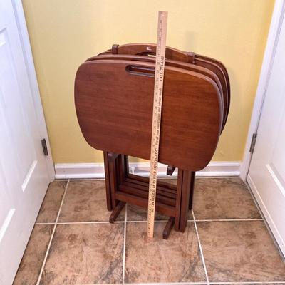LOT 62: Wooden TV Tray / Table Set with Holding Stand
