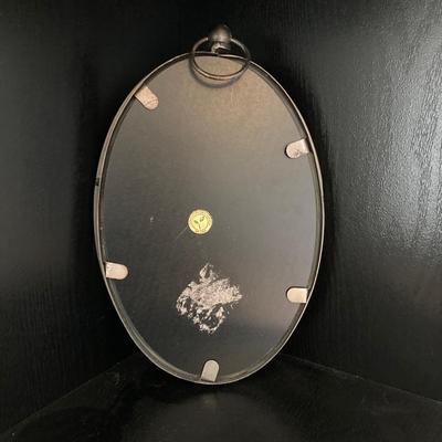 LOT 63: Black Corner Shelf Unit with Home Decor - Mirror, Candle Holder, Pink Glass Bowl, Sir Arthur Conan Doyle Book and More