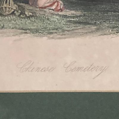 LOT 64: Asian Decor - Vintage Framed Artwork "Chinese Cemetery" and "Dice Players near Amoy", Handcrafted Tea Light...