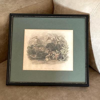 LOT 64: Asian Decor - Vintage Framed Artwork "Chinese Cemetery" and "Dice Players near Amoy", Handcrafted Tea Light...