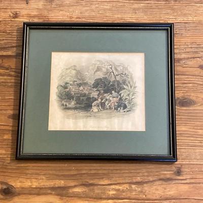 LOT 64: Asian Decor - Vintage Framed Artwork "Chinese Cemetery" and "Dice Players near Amoy", Handcrafted Tea Light...