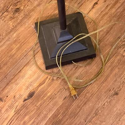 LOT 65: Tiffany Style Mission Floor Double Light Lamp with Geometric Pattern Lamp Shade