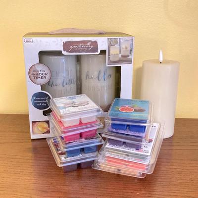 LOT 66: Home Decor Collection - Wall and Table Candle Holders, Green Stove Candle Holder and Scented Wax Melts