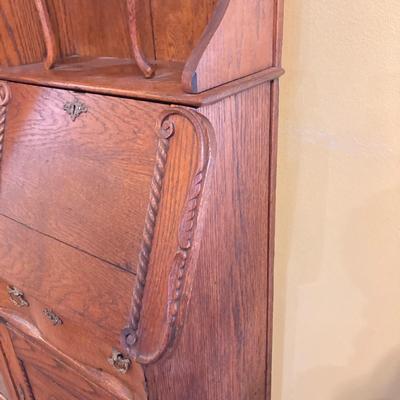 LOT 68: Vintage / Antique Oak Side by Side Cabinet with Mirror and Glass Door