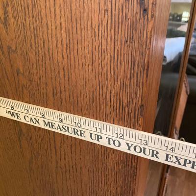 LOT 68: Vintage / Antique Oak Side by Side Cabinet with Mirror and Glass Door