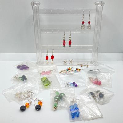 LOT 69: Collection of Handcrafted Dangle Style Earrings and More - 18 Pairs