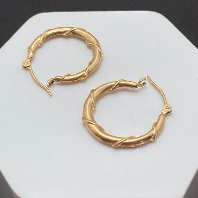 LOT 72: JCM Twisted Gold Hoop Style Earrings - 14KT, TW 0.80g